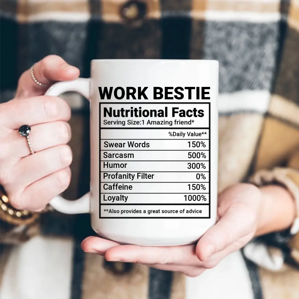 Work Bestie Nutrition Facts Personalized Mug Gift For Coworker Work - Image 10