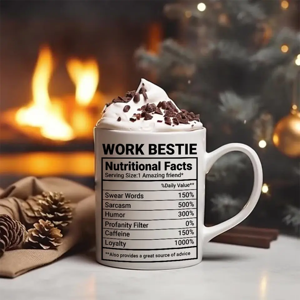 Work Bestie Nutrition Facts Personalized Mug Gift For Coworker Work - Image 5