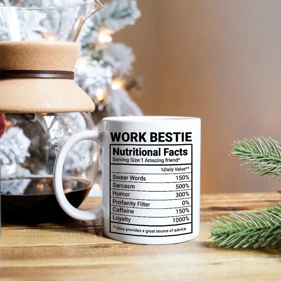 Work Bestie Nutrition Facts Personalized Mug Gift For Coworker Work - Image 6
