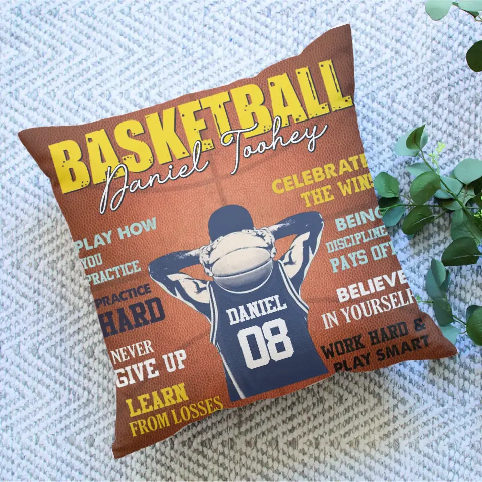 Believe In Yourself, Work Hard & Play Smart - Personalized Pillow - Image 2