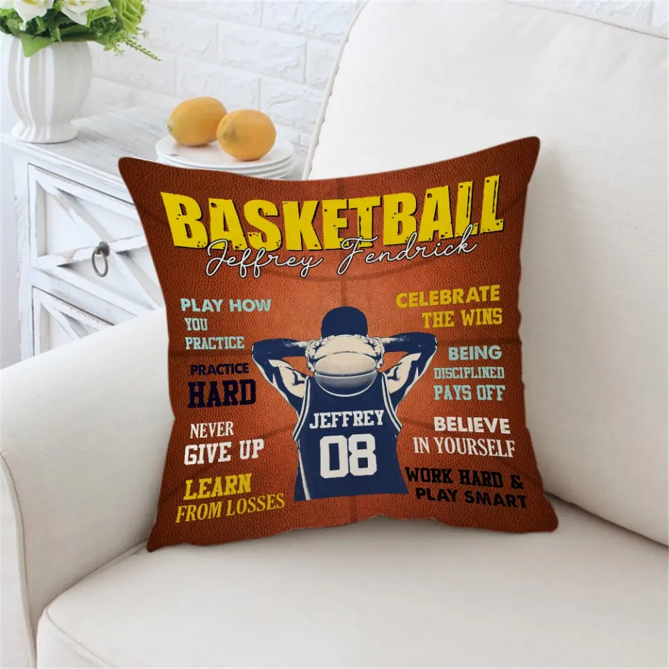 Believe In Yourself, Work Hard & Play Smart - Personalized Pillow - Image 3
