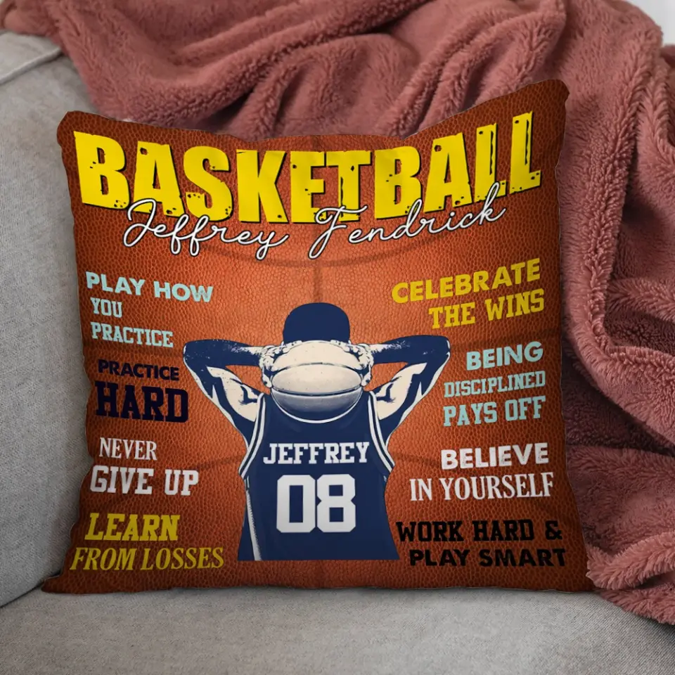 Believe In Yourself, Work Hard & Play Smart - Personalized Pillow - Image 4
