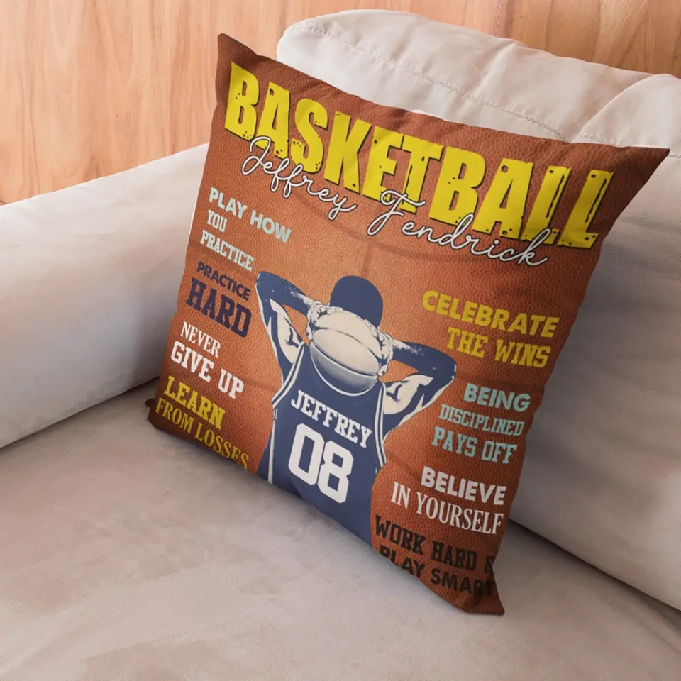 Believe In Yourself, Work Hard & Play Smart - Personalized Pillow - Image 5
