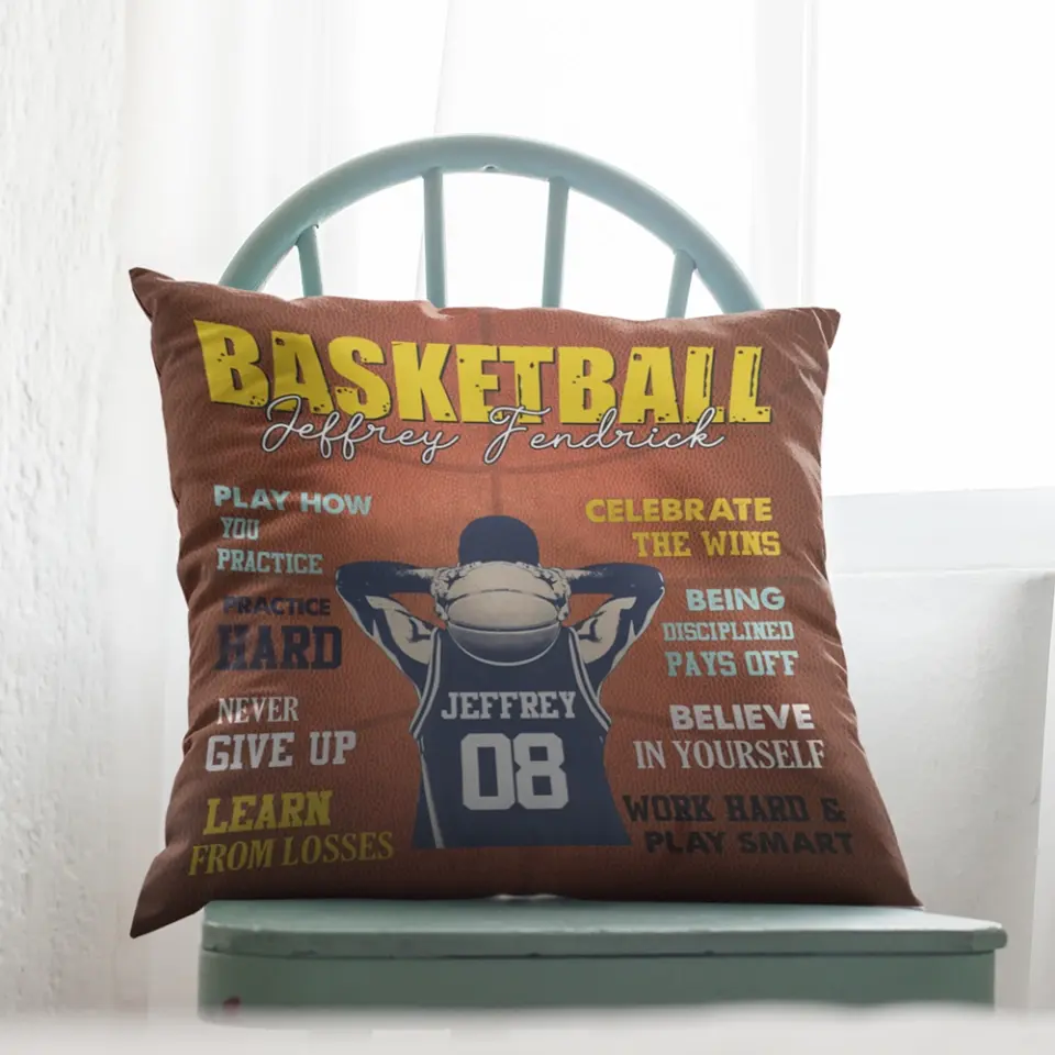 Believe In Yourself, Work Hard & Play Smart - Personalized Pillow - Image 6