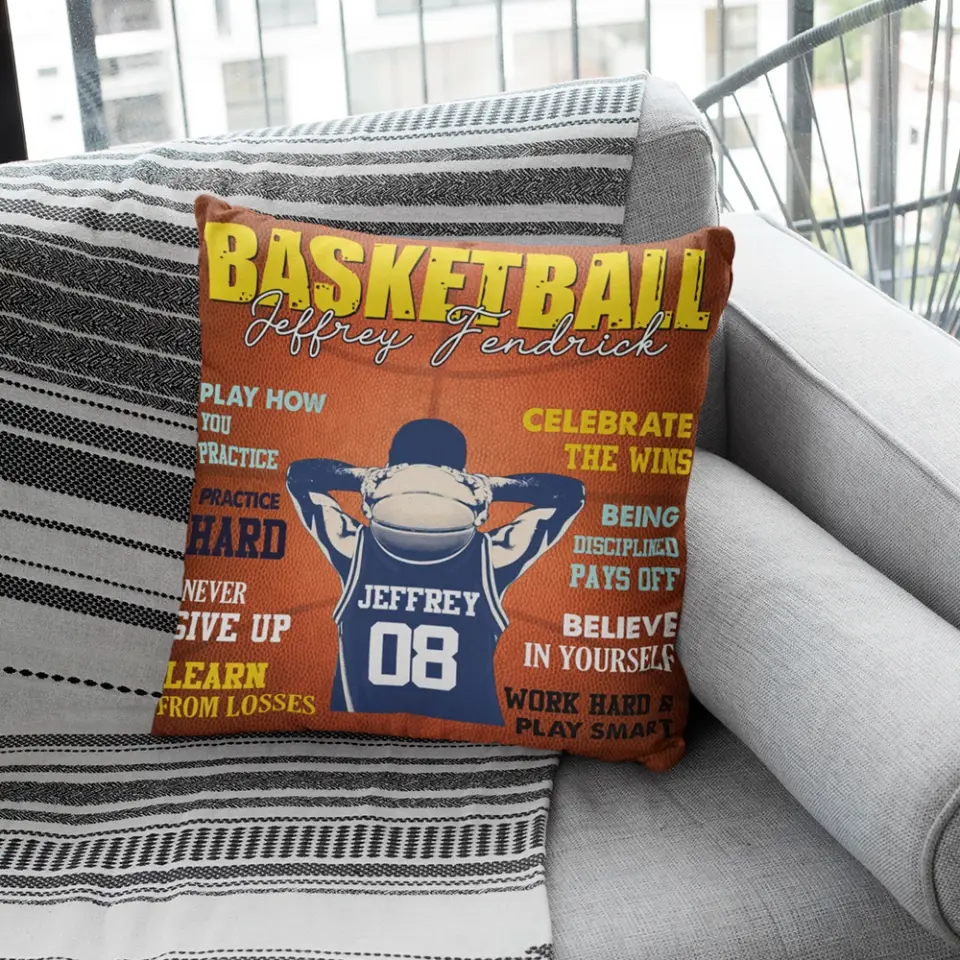 Believe In Yourself, Work Hard & Play Smart - Personalized Pillow - Image 8