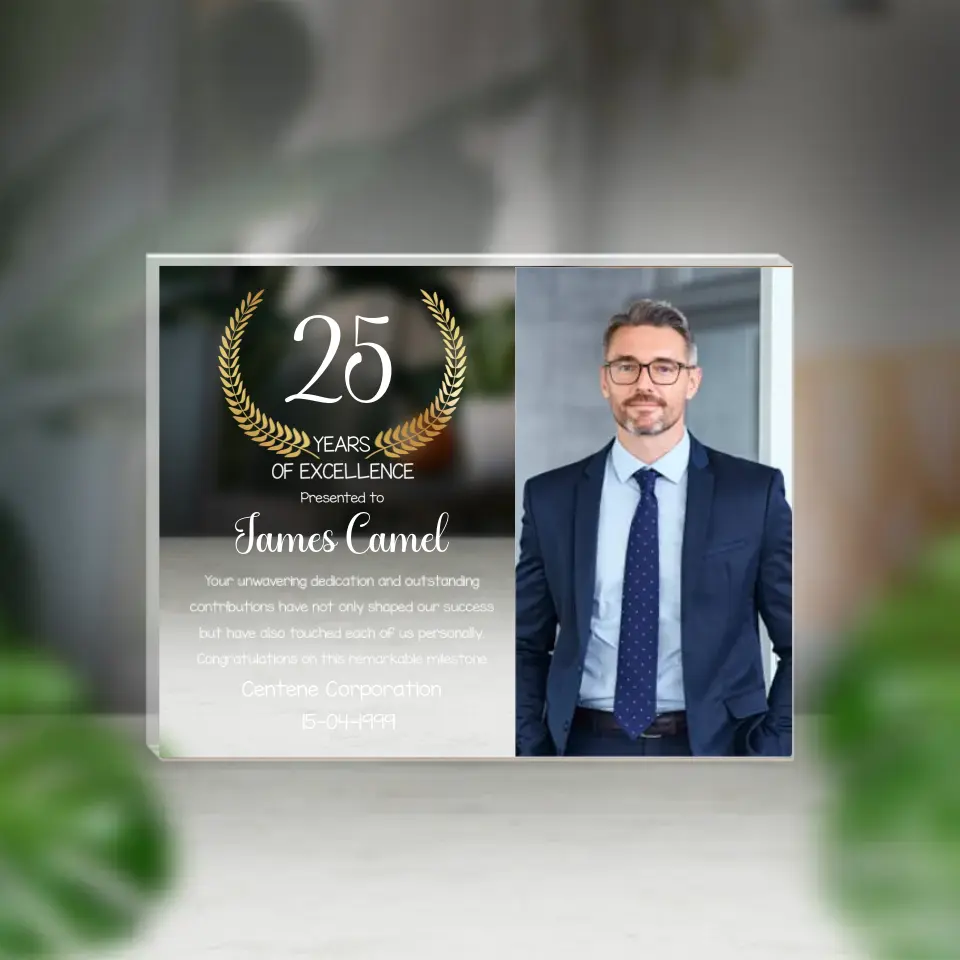 Years Of Excellence Happy Work Anniversary Personalized Shaped Plaque