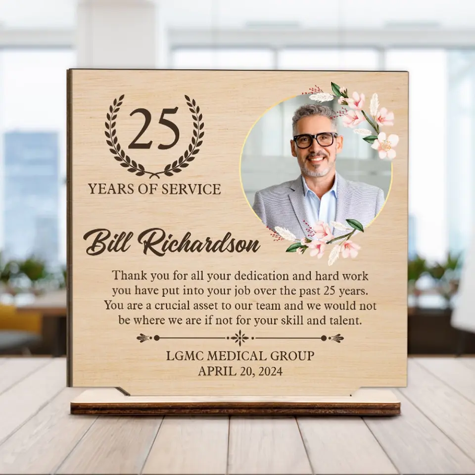 Years of Service Thank You for All Dedication and Hard Work Wooden Plaque Work Anniversary Gift - Image 3
