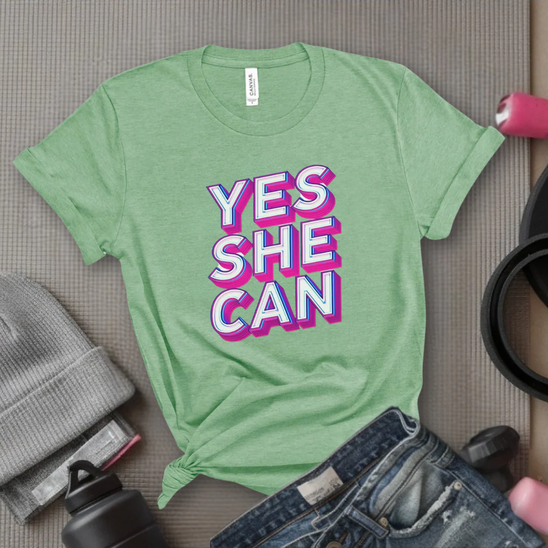 Yes She Can Motivational Tshirt - Feminist Women Empowerment Shirt - Unisex Jersey Short Sleeve Shirt - Gift for Yourself, Female Friends - Bella Canvas 3001 - Image 14