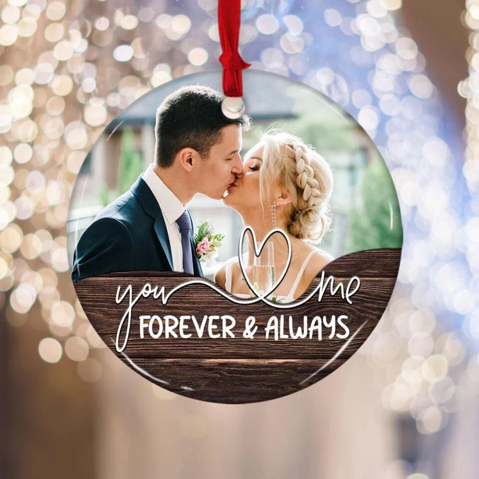 You and Me Forever and Always Custom Name and Photo Ornament - Image 6