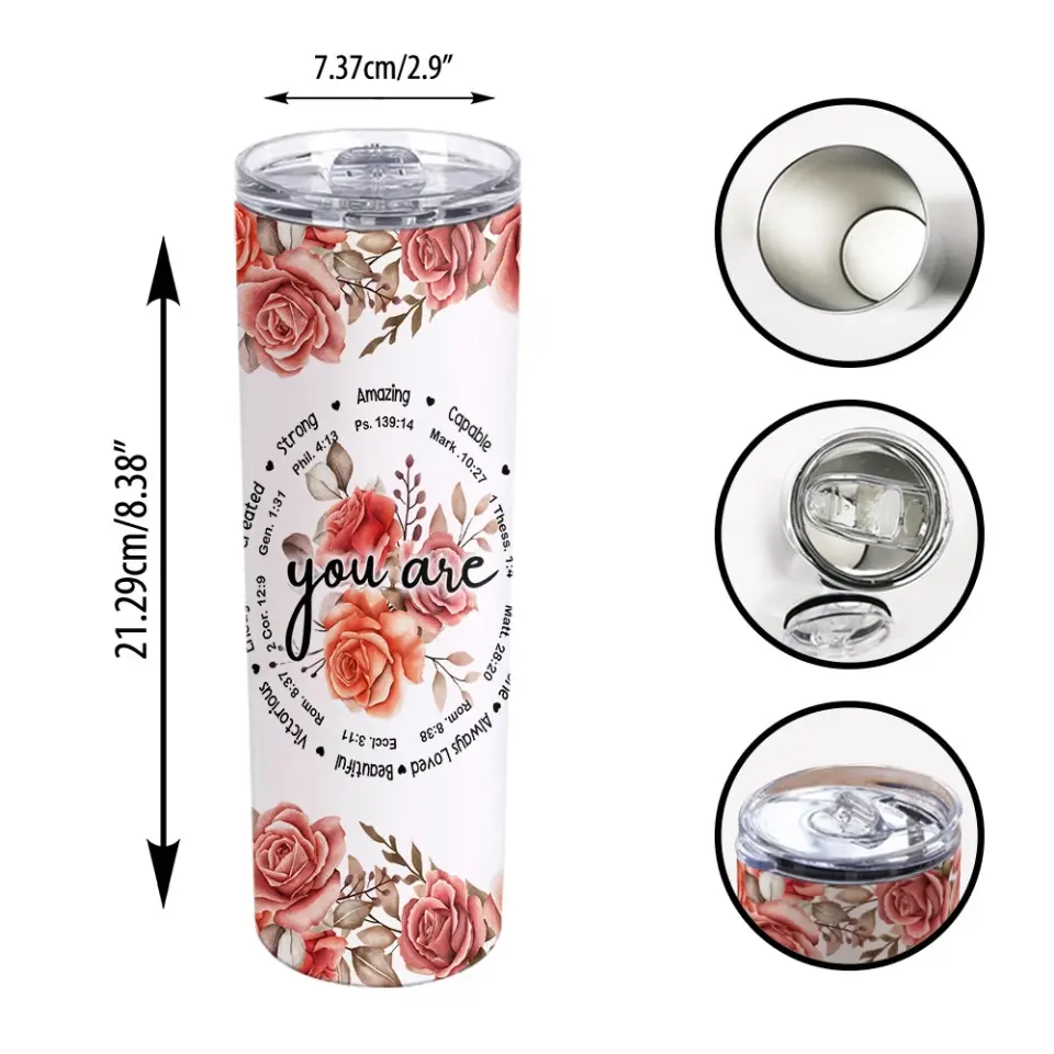 You Are Amazing Strong Capable - Custom Name Skinny Tumbler - Gift For Children Her | 306IHPLNTU656 - Image 16