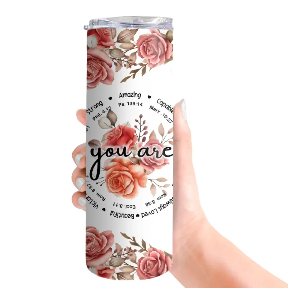 You Are Amazing Strong Capable - Custom Name Skinny Tumbler - Gift For Children Her | 306IHPLNTU656 - Image 6