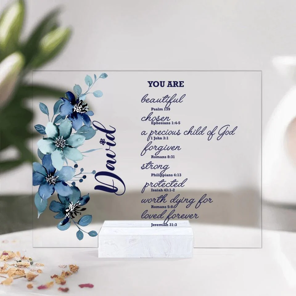 You Are Beautiful Chosen A Precious Child Of God, Personalized Acrylic Plaque, Christian Gift for God Believer - Image 3