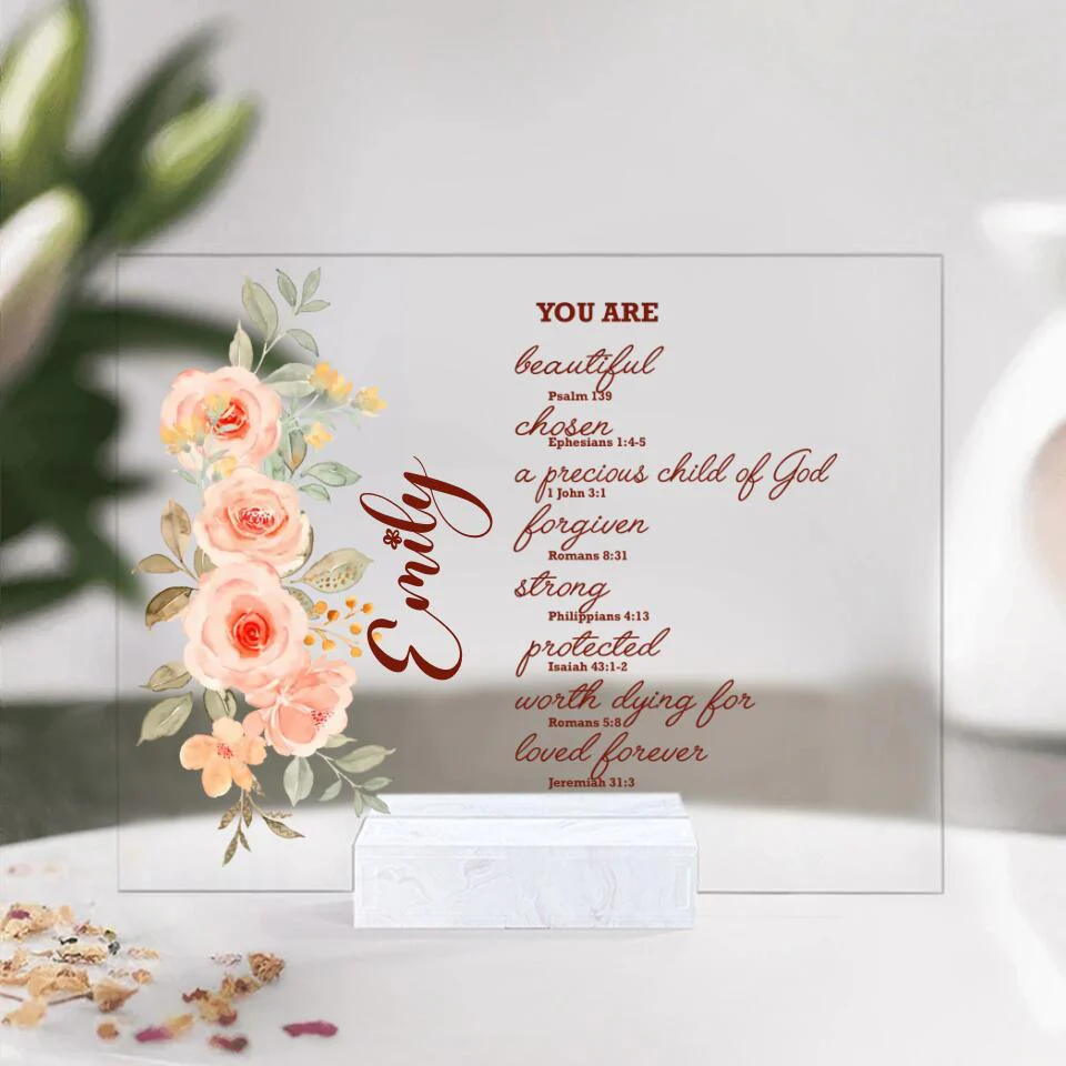 You Are Beautiful Chosen A Precious Child Of God, Personalized Acrylic Plaque, Christian Gift for God Believer - Image 4