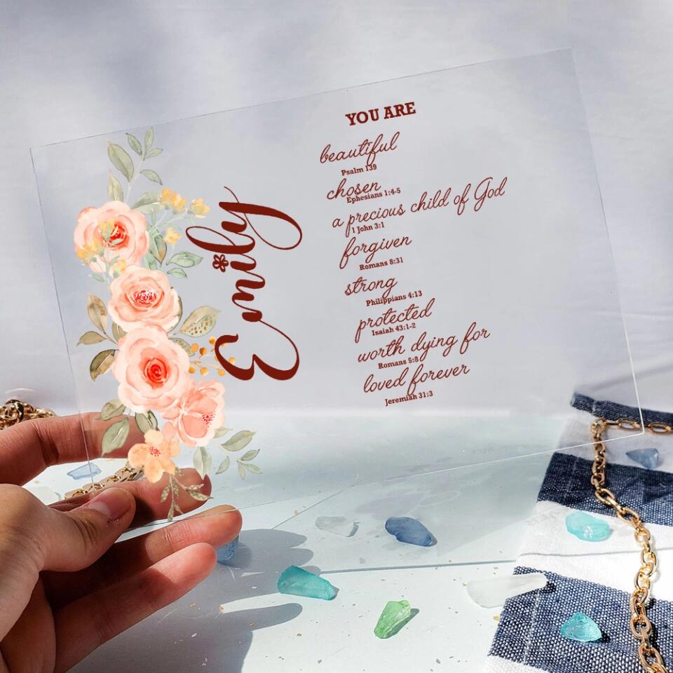You Are Beautiful Chosen A Precious Child Of God, Personalized Acrylic Plaque, Christian Gift for God Believer - Image 5