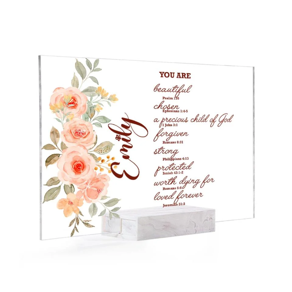 You Are Beautiful Chosen A Precious Child Of God, Personalized Acrylic Plaque, Christian Gift for God Believer - Image 6