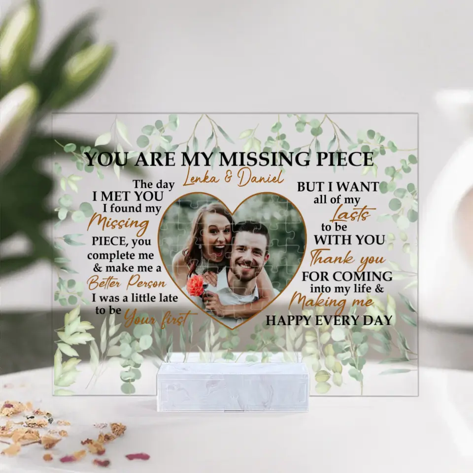 You Are My Missing Piece Love Quotes Custom Acrylic Plaque Valentine Gift For Couples - Image 2
