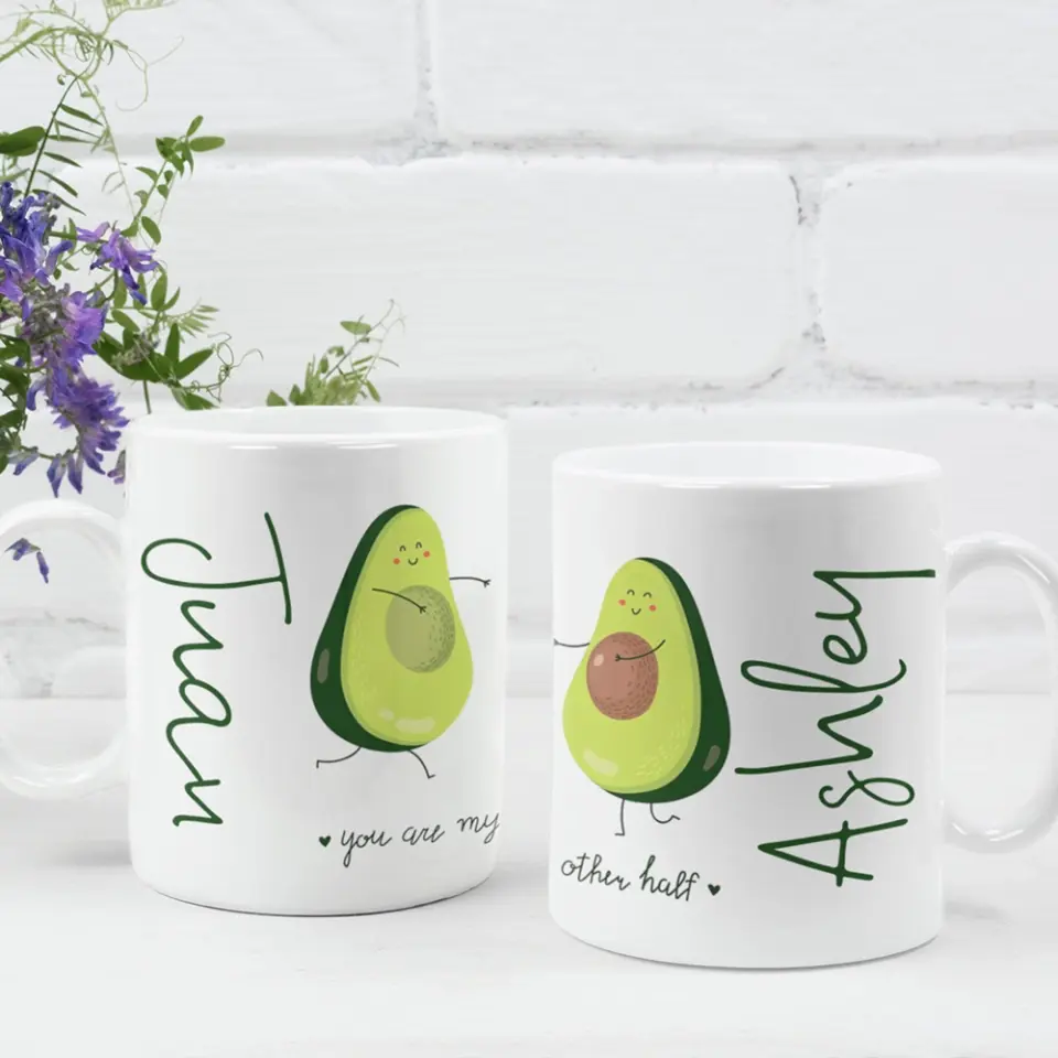 Personalized Valentine Gifts - You Are My Other Half Advocado Personalized Mug Couple Gifts - Image 12