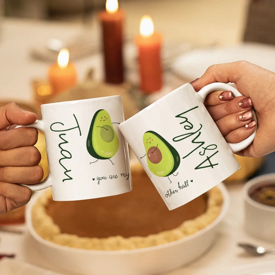 Personalized Valentine Gifts - You Are My Other Half Advocado Personalized Mug Couple Gifts - Image 4