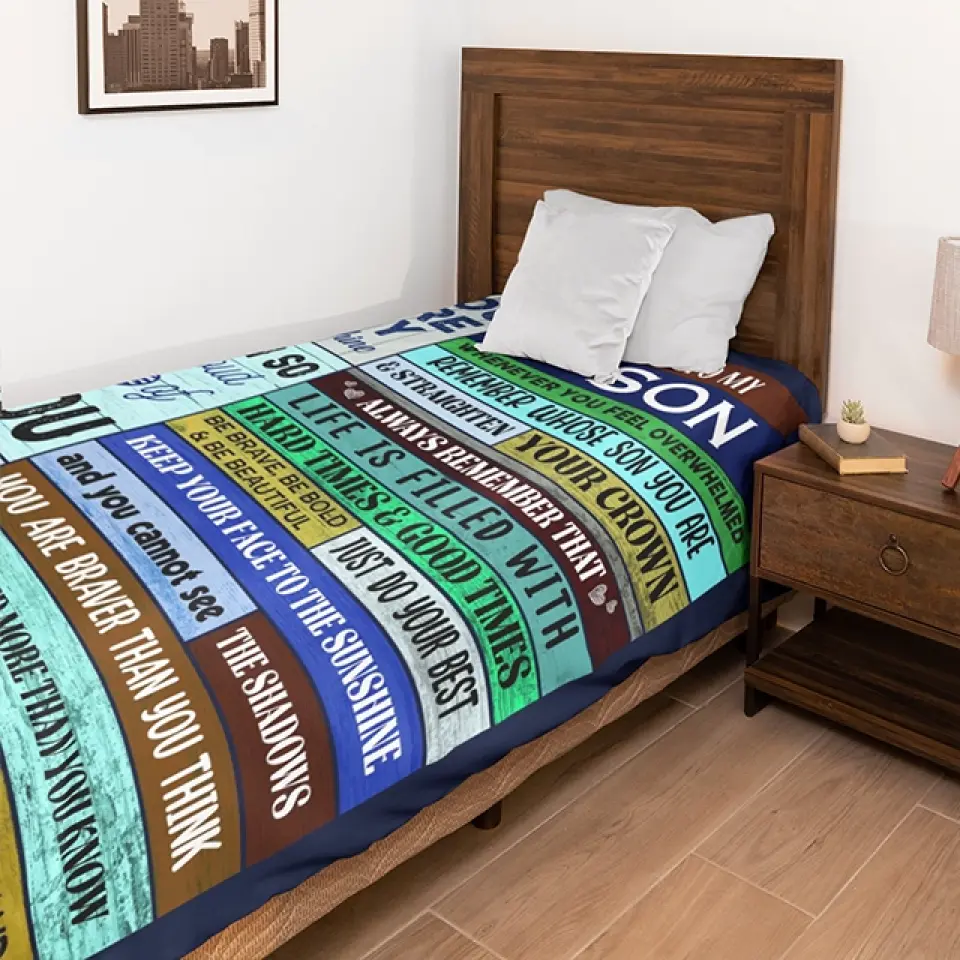 You Are My Sunshine Personalized Fleece Blanket Gift For Son - Image 12