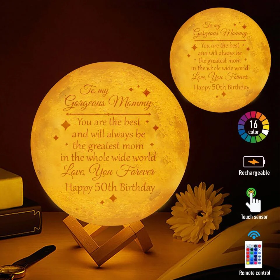 You Are The Best And The Greatest Mom - Personalized Moon Lamp - Image 2