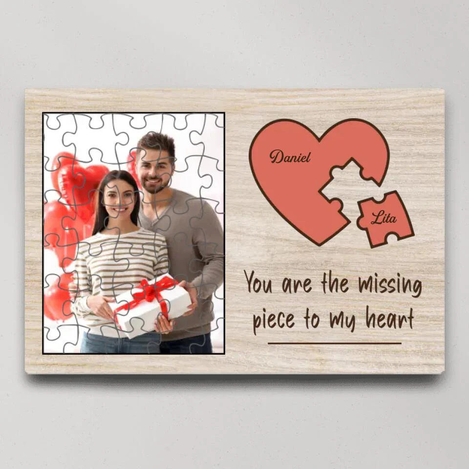 Personalized Valentine Gifts - You Are The Missing Piece To My Heart Custom Canvas Poster Anniversary Gift For Couples - Image 3