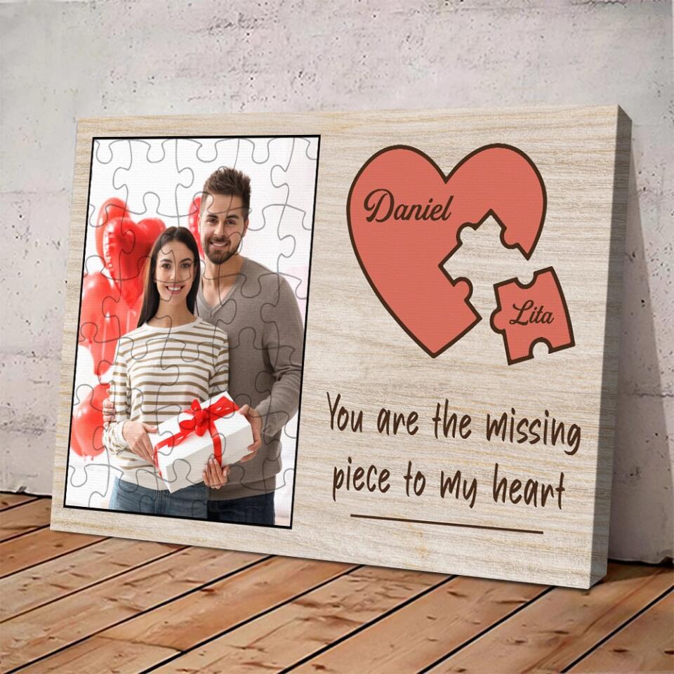 Personalized Valentine Gifts - You Are The Missing Piece To My Heart Custom Canvas Poster Anniversary Gift For Couples - Image 5