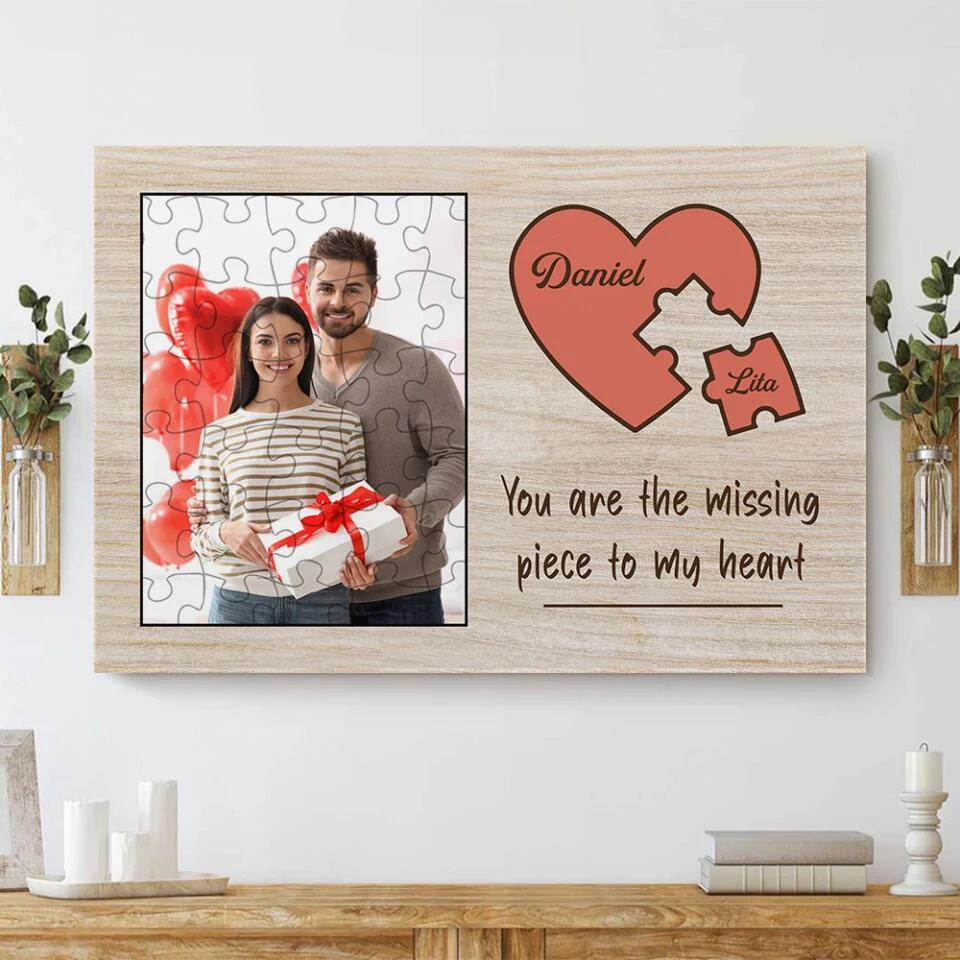 Personalized Valentine Gifts - You Are The Missing Piece To My Heart Custom Canvas Poster Anniversary Gift For Couples - Image 6