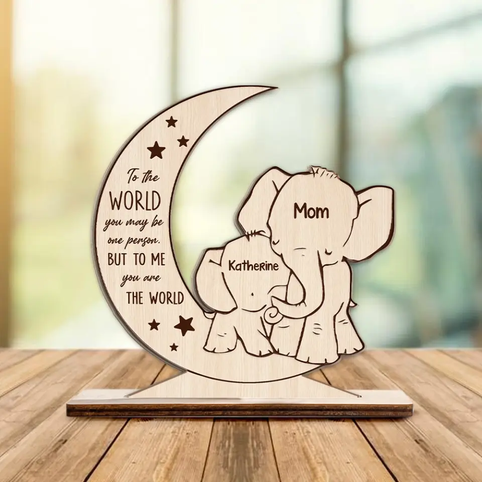 You Are The World Elephant Mom - Personalized Plaque - Gift For Children | 302IHPNPWP270 - Image 2