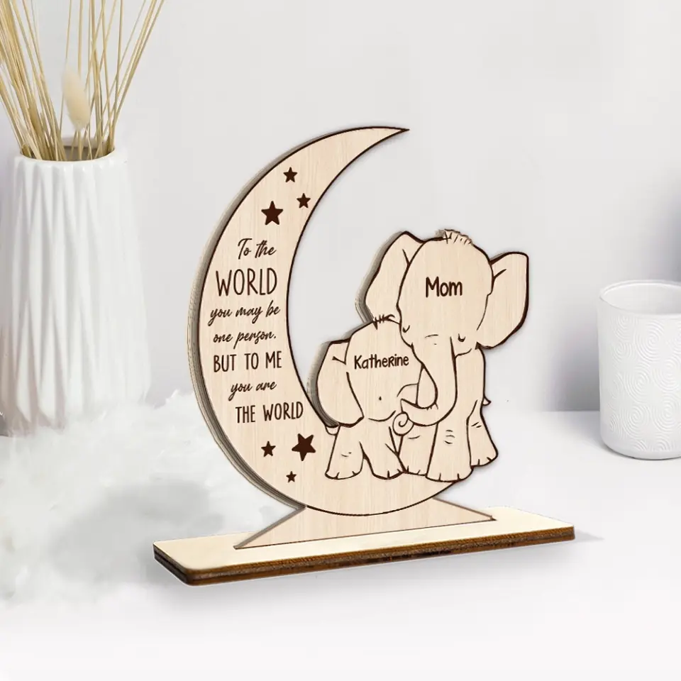 You Are The World Elephant Mom - Personalized Plaque - Gift For Children | 302IHPNPWP270 - Image 3