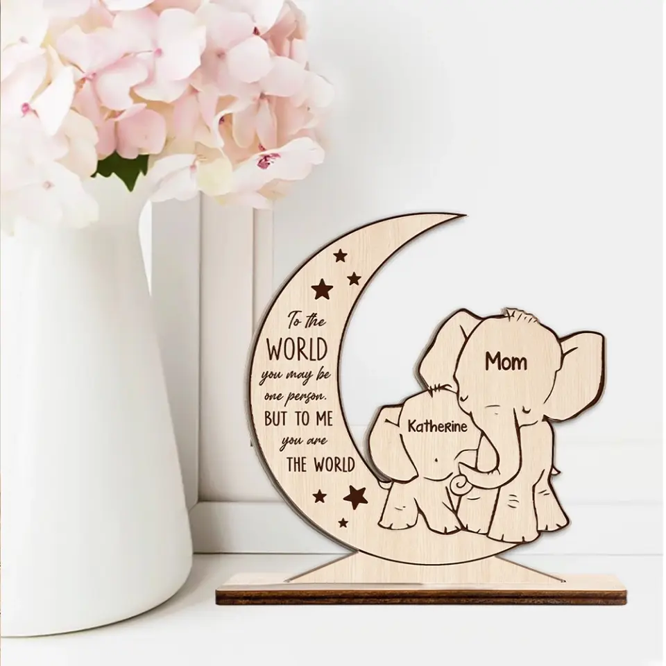 You Are The World Elephant Mom - Personalized Plaque - Gift For Children | 302IHPNPWP270 - Image 4