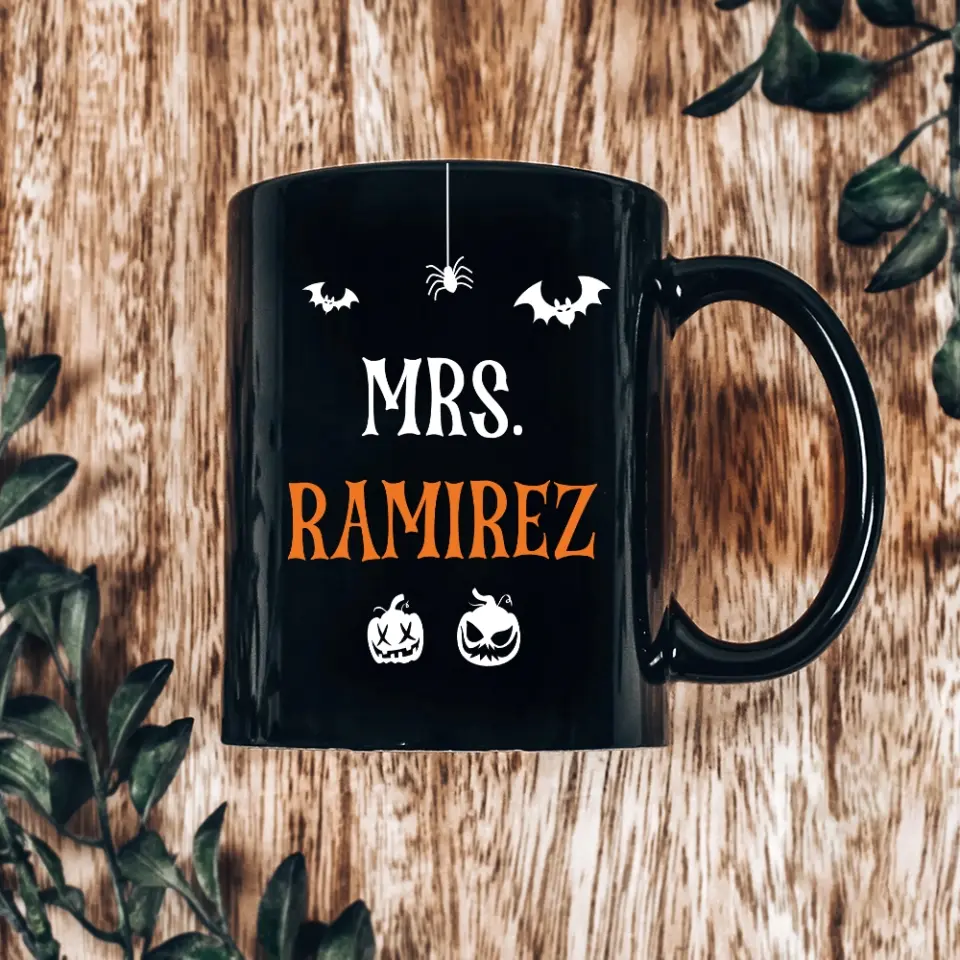 You Can't Scare Me, I'm A Teacher - Personalized Black Mug - Halloween Gift For Teacher - Image 3