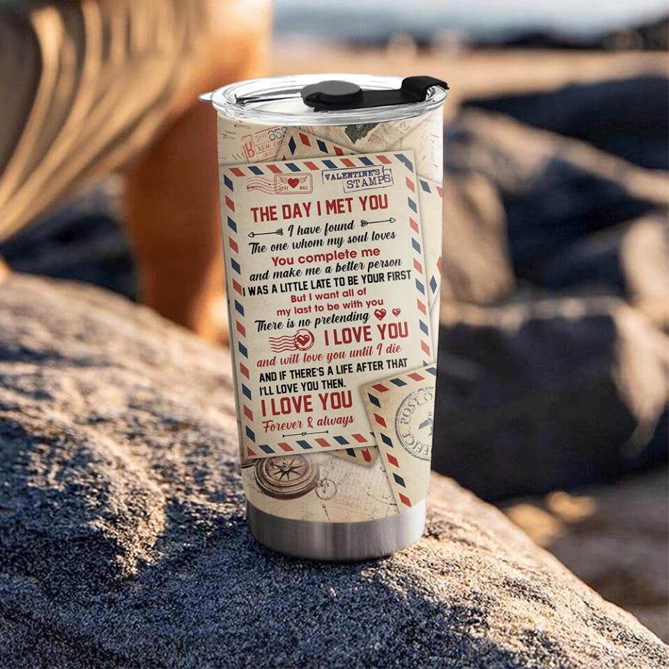 Personalized Valentine Gifts - You Complete Me Personalized 20oz Stainless Tumbler - Image 8