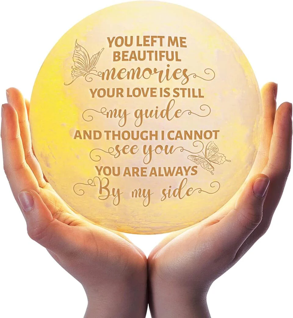 You Left Me Beautiful Memories - Personalized 3D Moon Lamp - Memorial Gift - Image 4