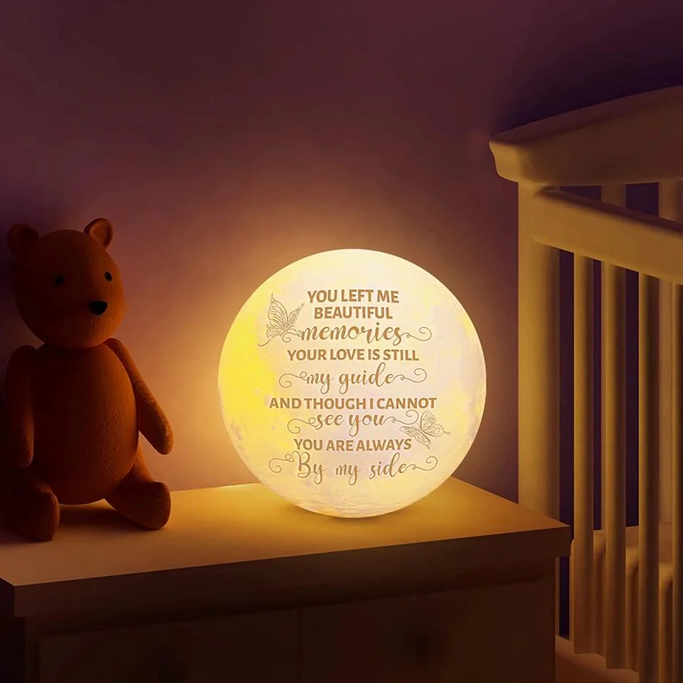 You Left Me Beautiful Memories - Personalized 3D Moon Lamp - Memorial Gift - Image 5