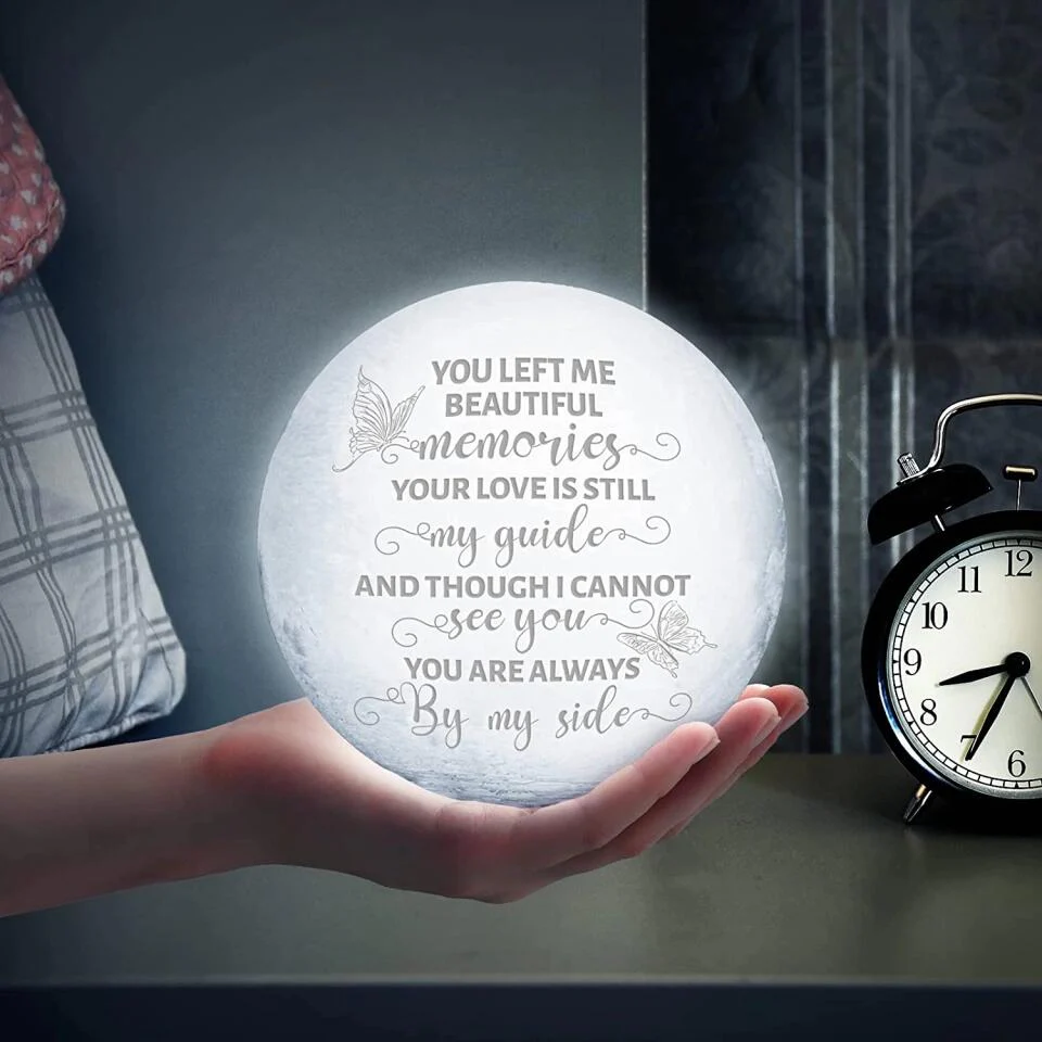 You Left Me Beautiful Memories - Personalized 3D Moon Lamp - Memorial Gift - Image 7