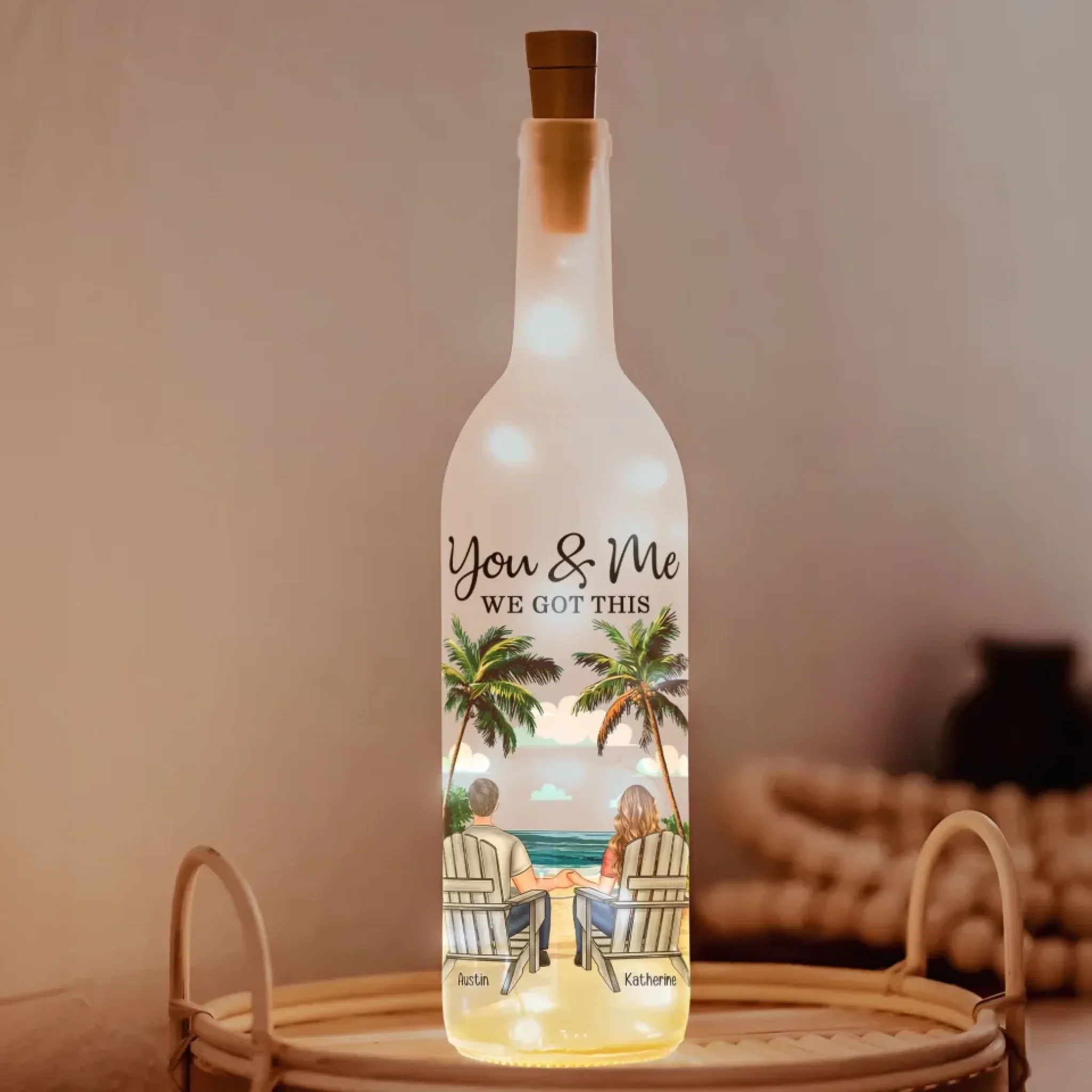 You & Me We Got This - Personalized Bottle Lamp - Couple Gifts for Valentine, Anniversary - Image 5