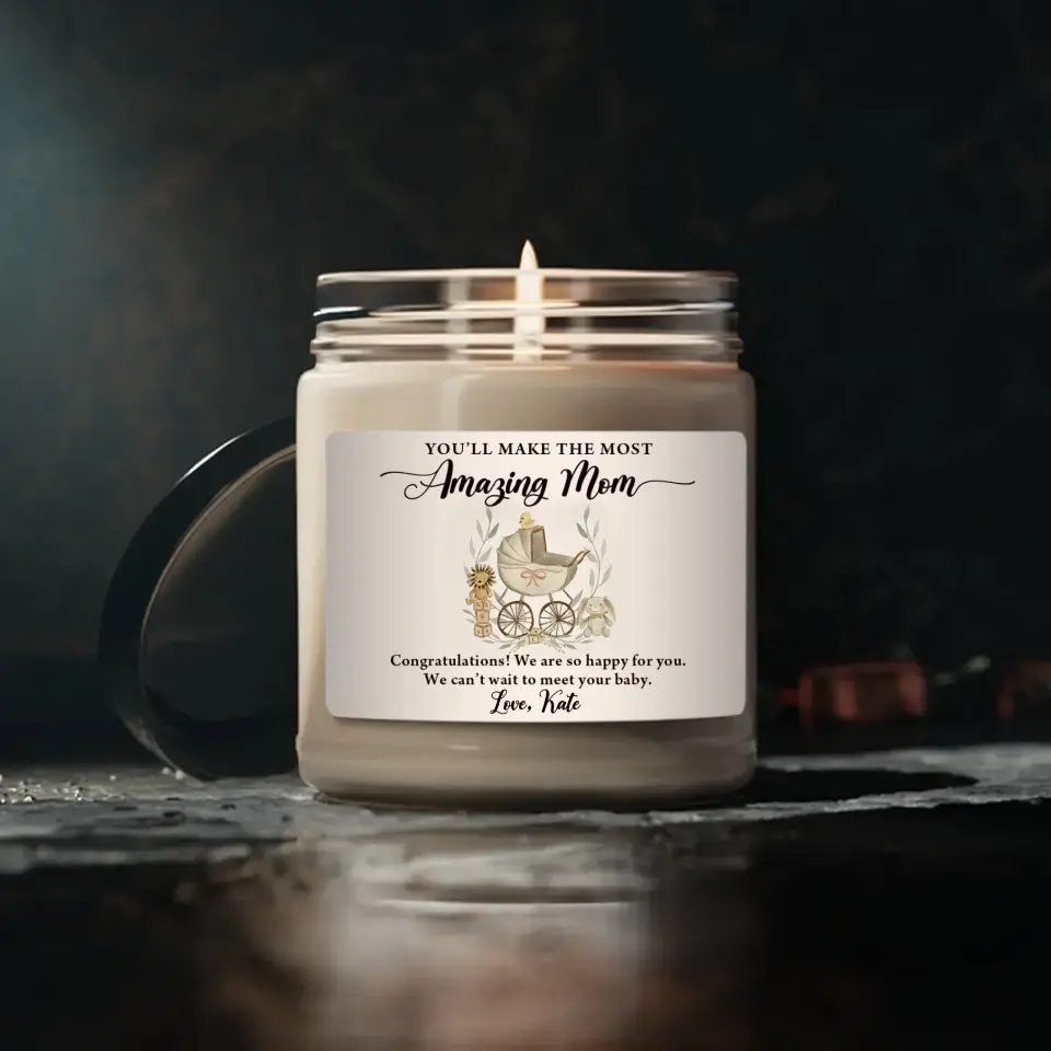 You'll Make The Most Amazing Mom - Personalized Scented Soy Candle - Gift For Pregnant Mom - Image 2
