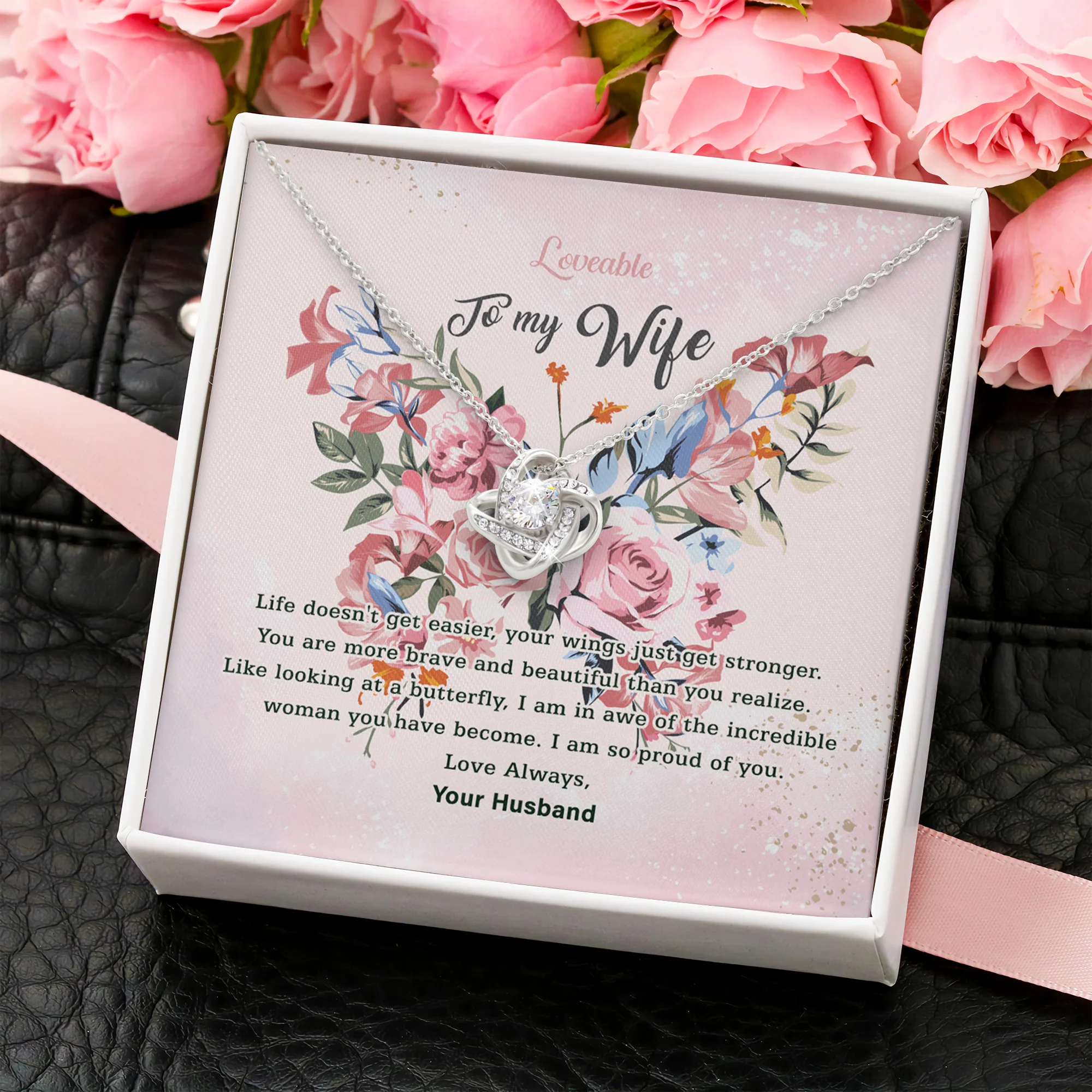 Life Doesn't Get Easier, Your Wing Just Get Stronger Necklace - Sorry Gift For Wife - Image 3