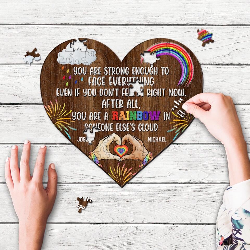 Personalized Valentine Gifts - You're a Rainbow In Someone Else Cloud - Personalized Puzzle - Gift for LGBT Couple - Image 2