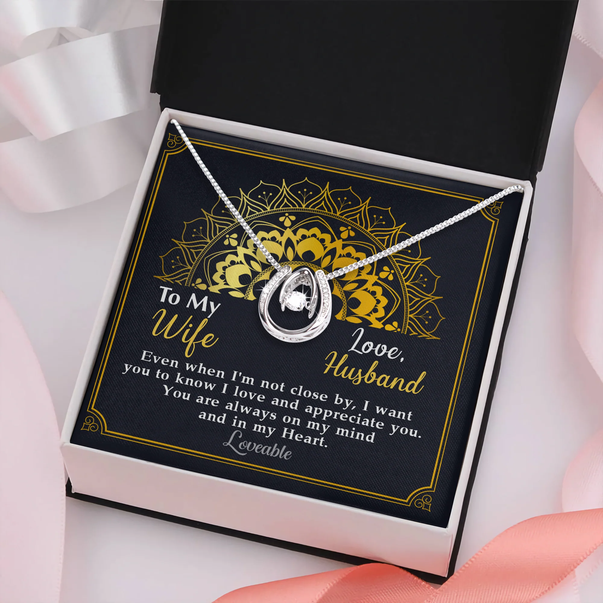 You're Always On My Mind And In My Heart - White Gold Necklace - Gift For Wife From Husband
