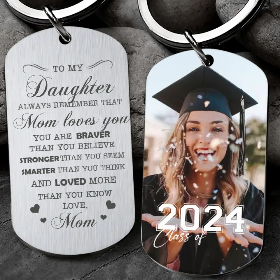You're Braver Than You Believe, Encouraging Gift from Parent, Personalized Photo Keychain - Image 2