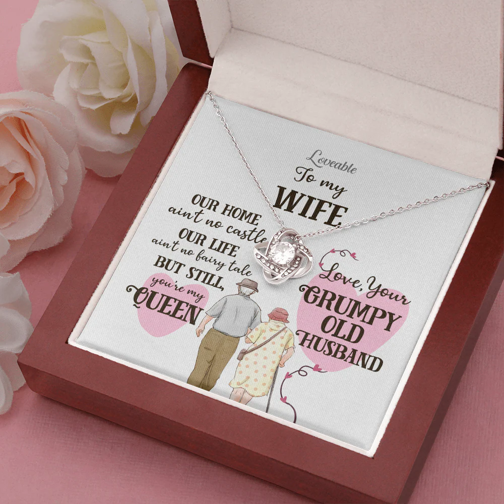 To my Wife, You're my Queen - Love Knot Necklace - Gift from Grumpy Old Husband - Image 6