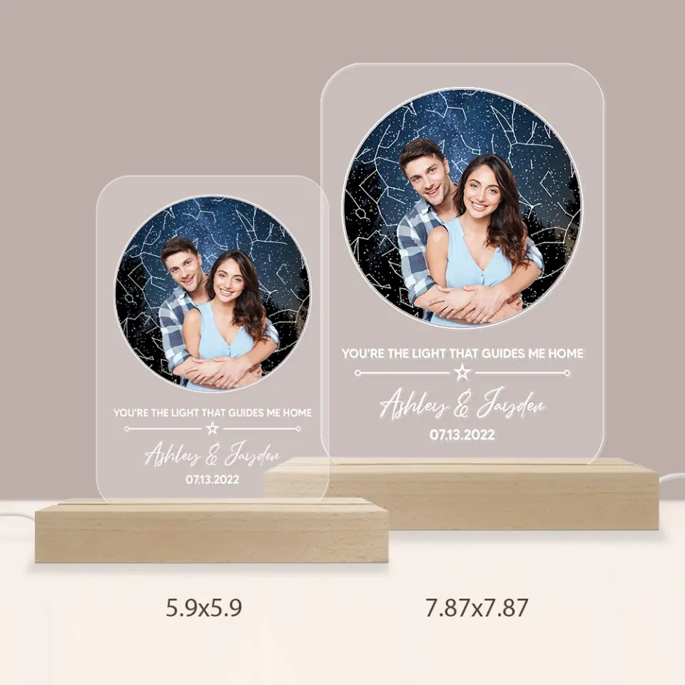 You're The Light That Guides Me Home - 3D LED Light Wooden Base - Couple Gift | 307IHPBNLL814 - Image 5