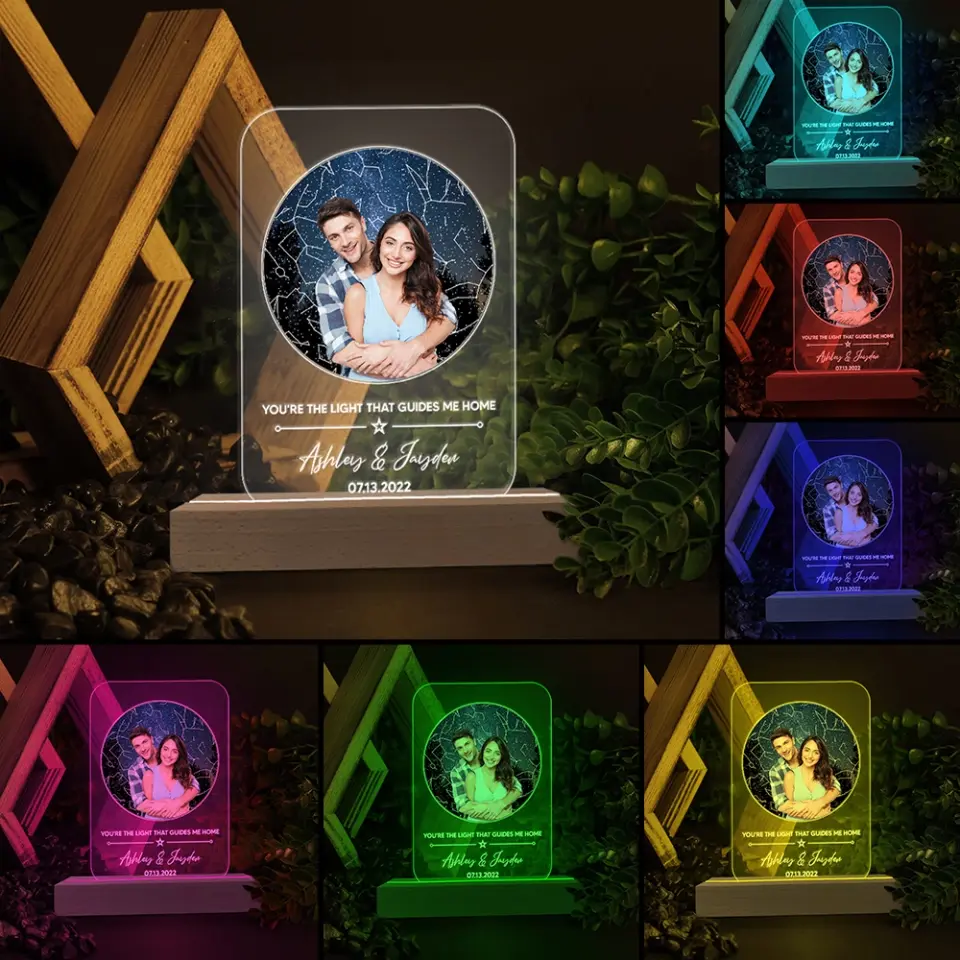 You're The Light That Guides Me Home - 3D LED Light Wooden Base - Couple Gift | 307IHPBNLL814 - Image 6