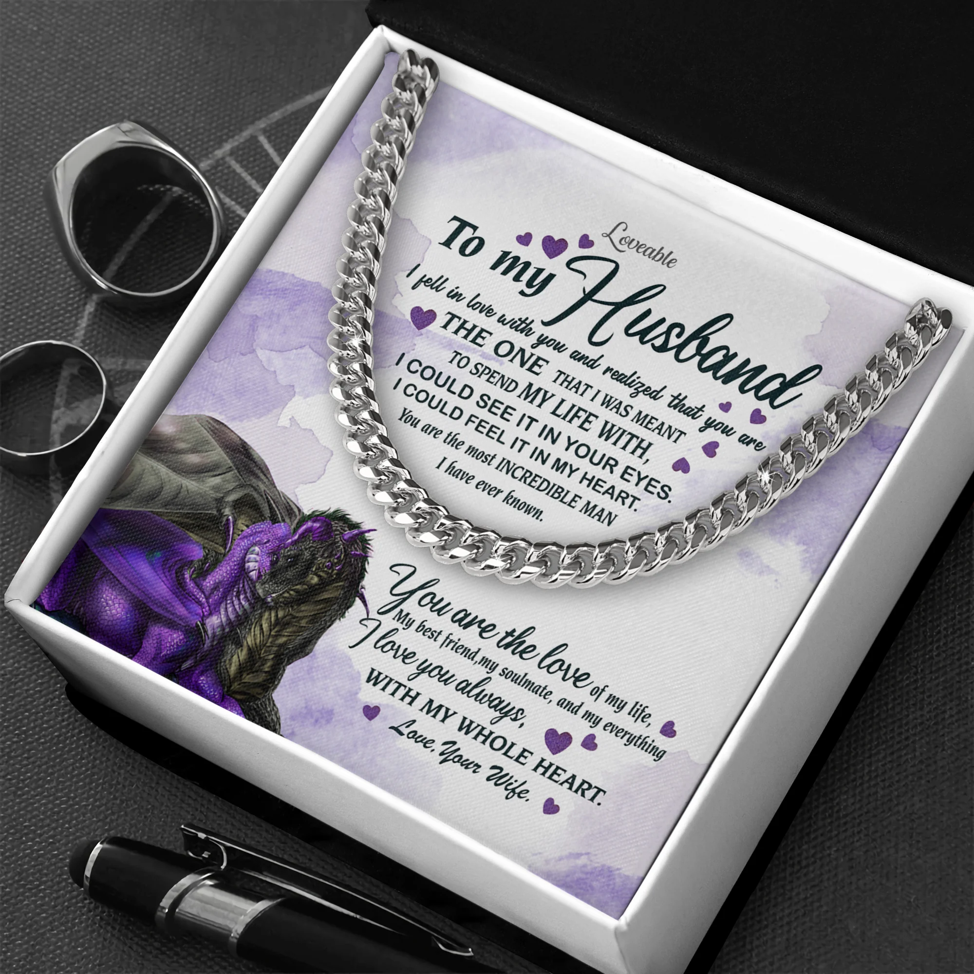 You're The Love Of My Life - Stainless Steel Cuban Link Chain - Gift For Husband - Image 4