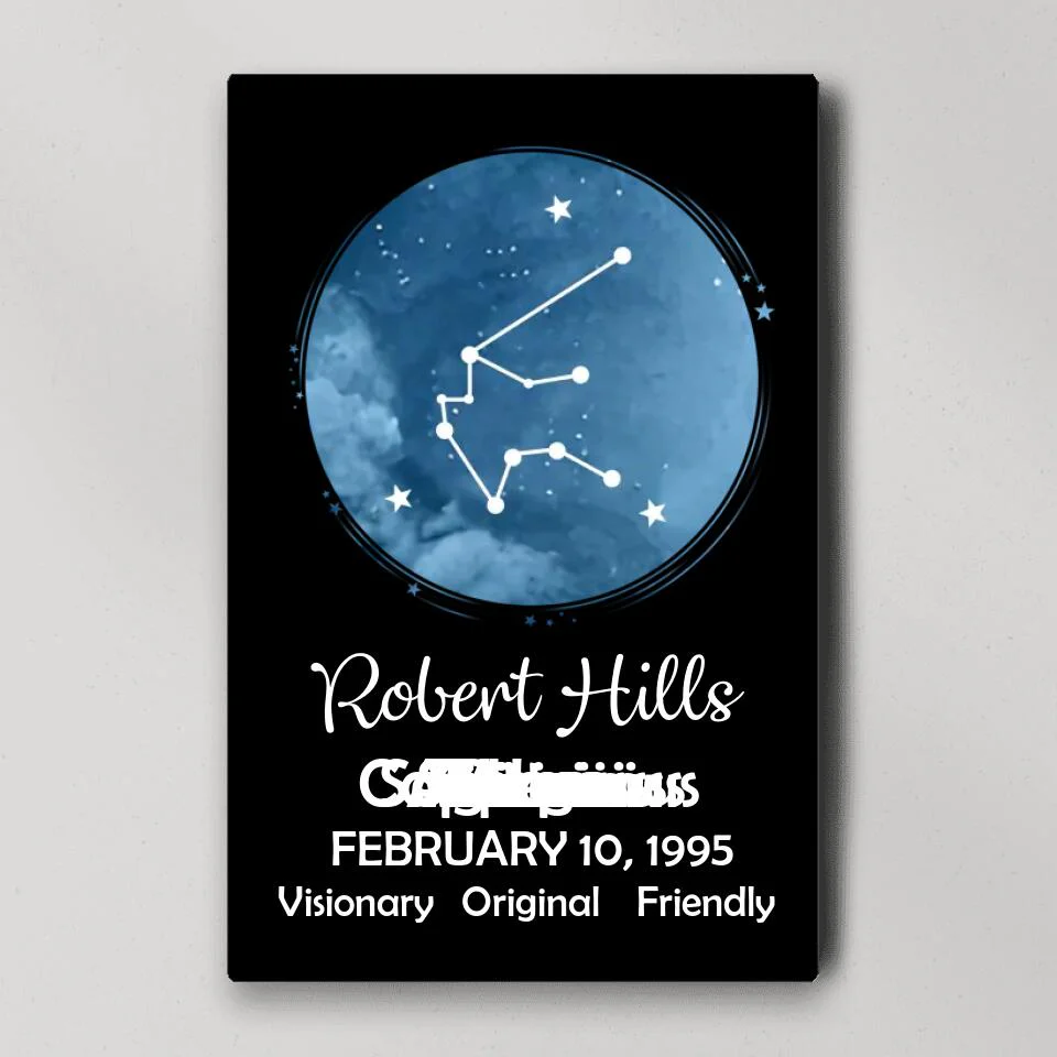 Zodiac Sign - Date Of Birth Custom Canvas, Poster - Birthday Gift For Family, Friends - Image 2