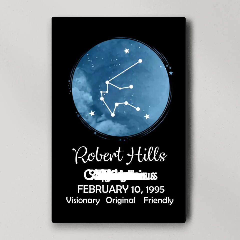 Zodiac Sign - Date Of Birth Custom Canvas, Poster - Birthday Gift For Family, Friends - Image 3