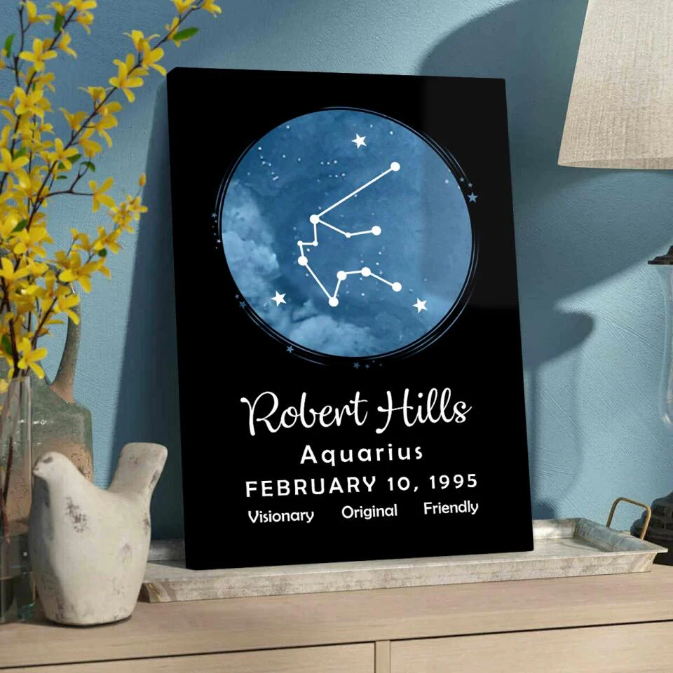 Zodiac Sign - Date Of Birth Custom Canvas, Poster - Birthday Gift For Family, Friends - Image 5