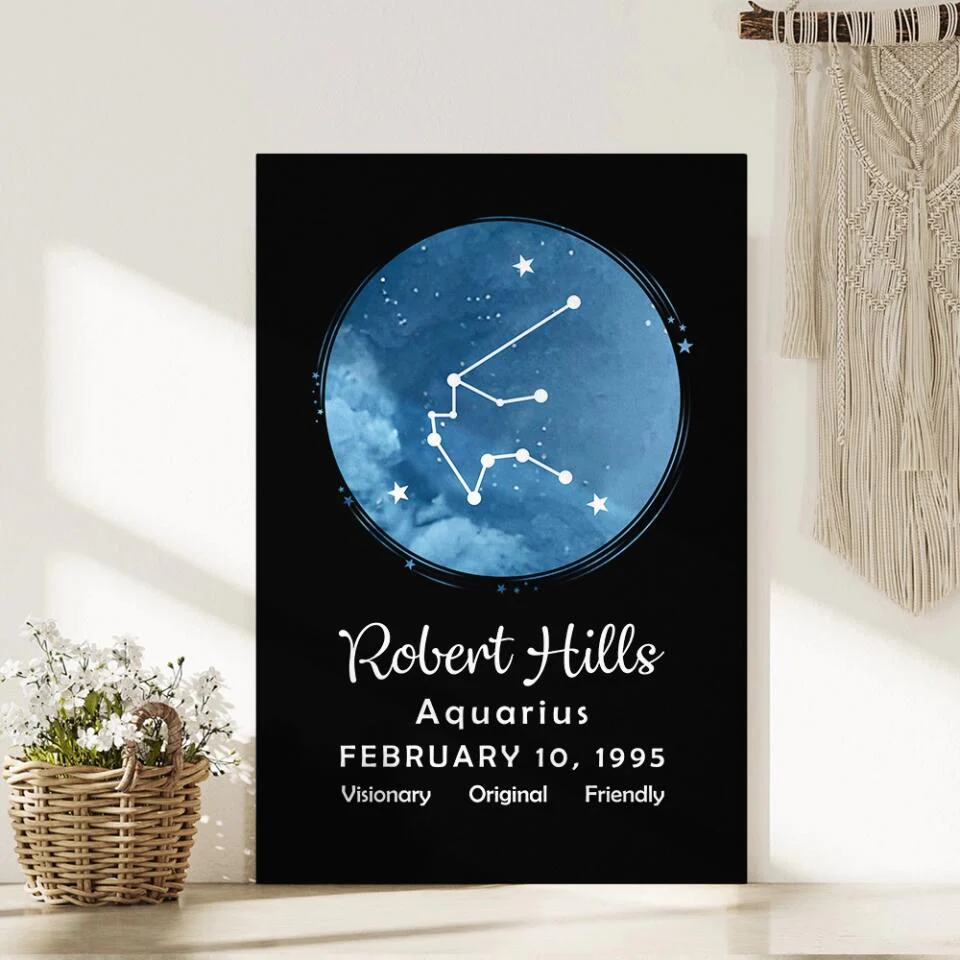 Zodiac Sign - Date Of Birth Custom Canvas, Poster - Birthday Gift For Family, Friends - Image 6