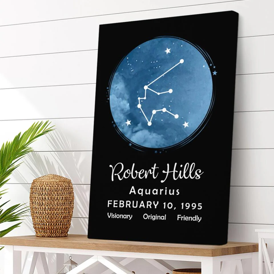 Zodiac Sign - Date Of Birth Custom Canvas, Poster - Birthday Gift For Family, Friends - Image 7